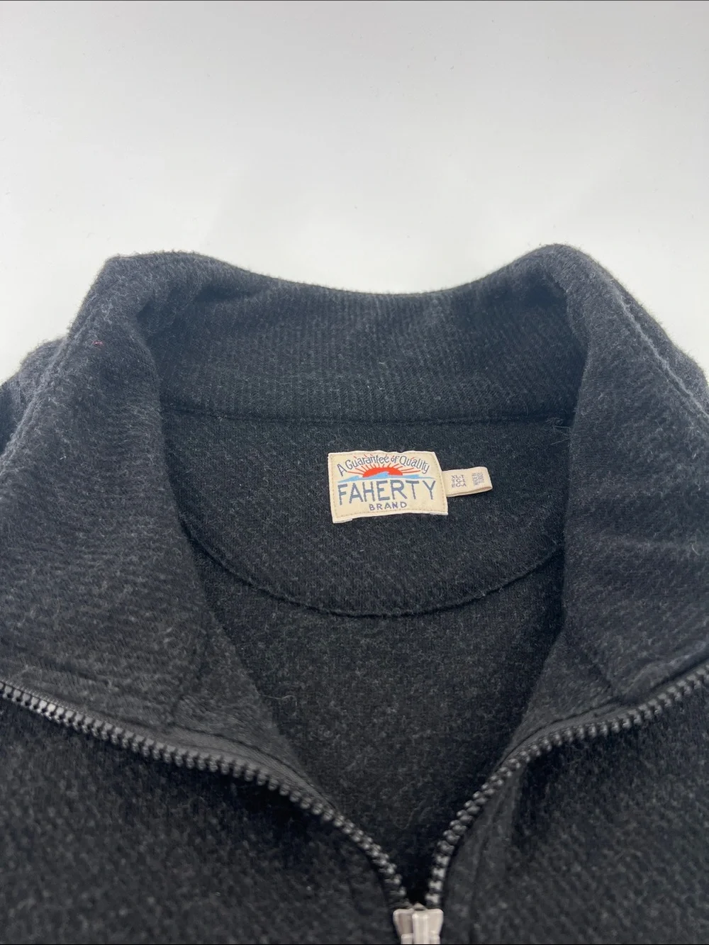 Faherty Men's Black Zip-Up Mock Neck Quarter Zip Sweater Layering XL Tall